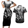Step Into Horror Domain Magpies Football Couples Matching Short Sleeve Bodycon Dress and Hawaiian Shirt Halloween Horror Movie Characters - Aussie Hoodie