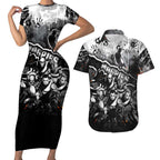 Step Into Horror Domain Magpies Football Couples Matching Short Sleeve Bodycon Dress and Hawaiian Shirt Halloween Horror Movie Characters - Aussie Hoodie
