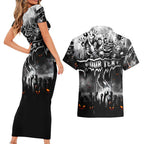 Step Into Horror Domain Magpies Football Couples Matching Short Sleeve Bodycon Dress and Hawaiian Shirt Halloween Horror Movie Characters - Aussie Hoodie
