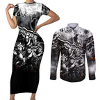 Step Into Horror Domain Magpies Football Couples Matching Short Sleeve Bodycon Dress and Long Sleeve Button Shirt Halloween Horror Movie Characters - Aussie Hoodie