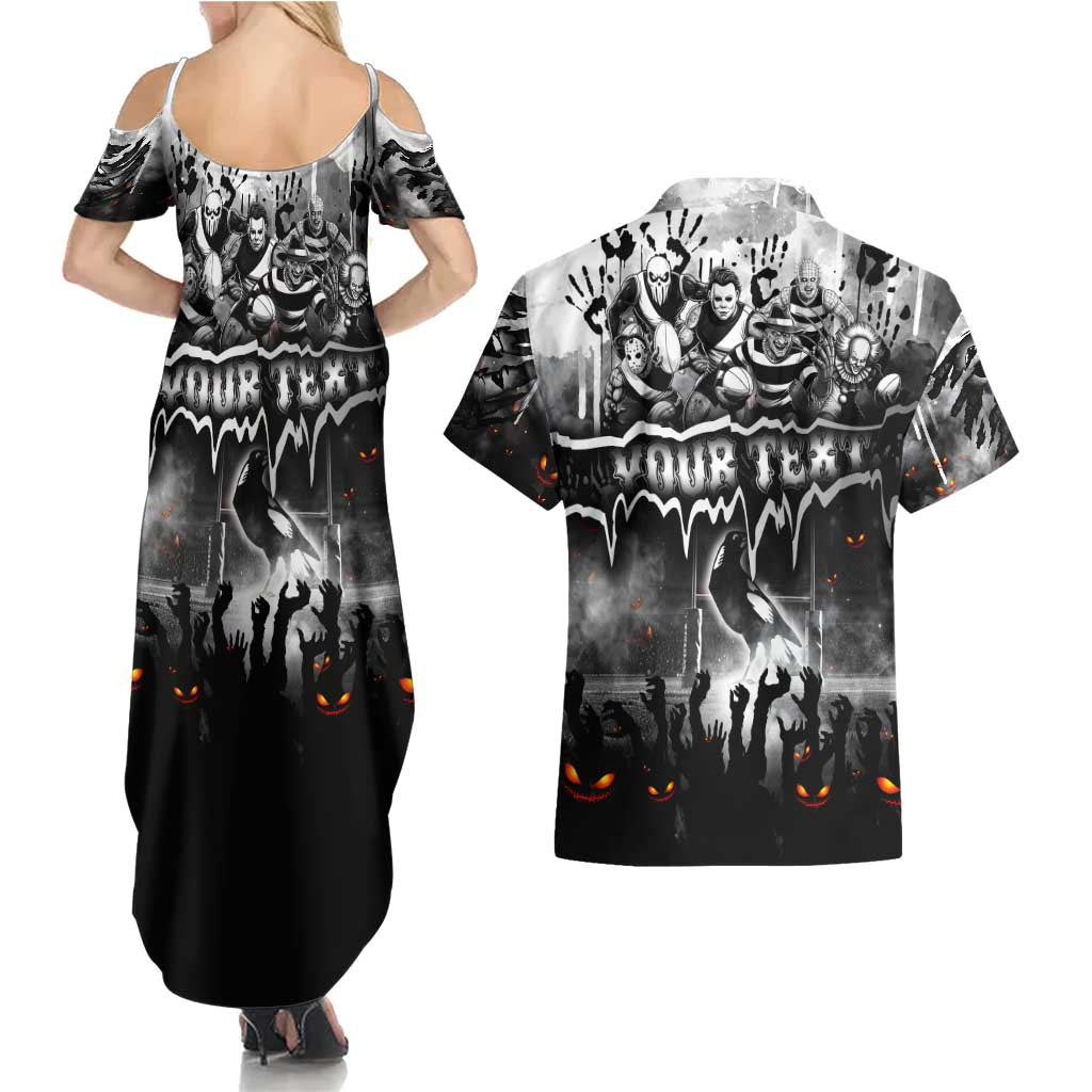 Step Into Horror Domain Magpies Football Couples Matching Summer Maxi Dress and Hawaiian Shirt Halloween Horror Movie Characters - Aussie Hoodie