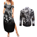 Step Into Horror Domain Magpies Football Couples Matching Summer Maxi Dress and Long Sleeve Button Shirt Halloween Horror Movie Characters - Aussie Hoodie