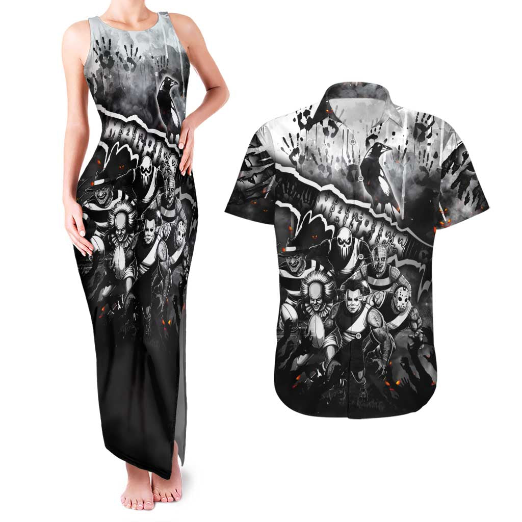 Step Into Horror Domain Magpies Football Couples Matching Tank Maxi Dress and Hawaiian Shirt Halloween Horror Movie Characters - Aussie Hoodie
