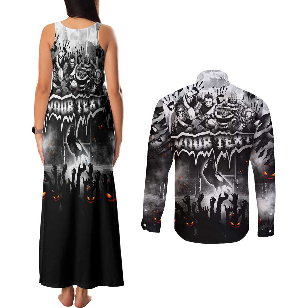 Step Into Horror Domain Magpies Football Couples Matching Tank Maxi Dress and Long Sleeve Button Shirt Halloween Horror Movie Characters - Aussie Hoodie