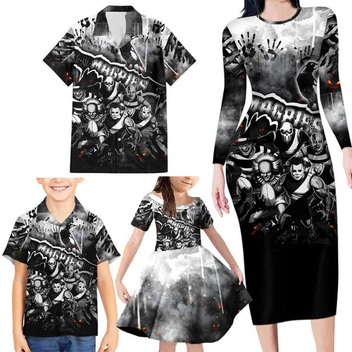 Step Into Horror Domain Magpies Football Family Matching Long Sleeve Bodycon Dress and Hawaiian Shirt Halloween Horror Movie Characters - Aussie Hoodie