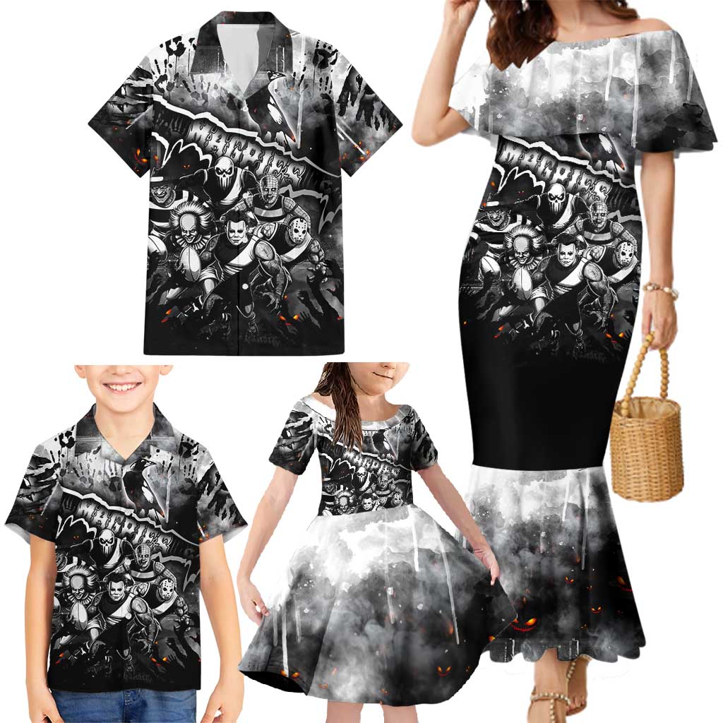 Step Into Horror Domain Magpies Football Family Matching Mermaid Dress and Hawaiian Shirt Halloween Horror Movie Characters - Aussie Hoodie