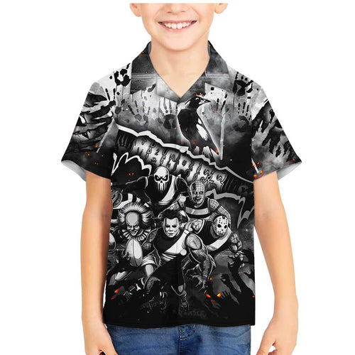 Step Into Horror Domain Magpies Football Family Matching Mermaid Dress and Hawaiian Shirt Halloween Horror Movie Characters - Aussie Hoodie