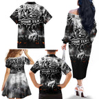 Step Into Horror Domain Magpies Football Family Matching Off The Shoulder Long Sleeve Dress and Hawaiian Shirt Halloween Horror Movie Characters - Aussie Hoodie