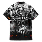 Step Into Horror Domain Magpies Football Family Matching Off The Shoulder Long Sleeve Dress and Hawaiian Shirt Halloween Horror Movie Characters - Aussie Hoodie
