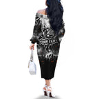 Step Into Horror Domain Magpies Football Family Matching Off The Shoulder Long Sleeve Dress and Hawaiian Shirt Halloween Horror Movie Characters - Aussie Hoodie