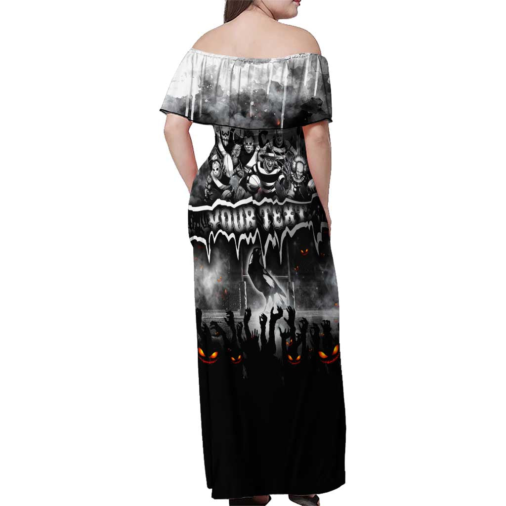 Step Into Horror Domain Magpies Football Family Matching Off Shoulder Maxi Dress and Hawaiian Shirt Halloween Horror Movie Characters - Aussie Hoodie