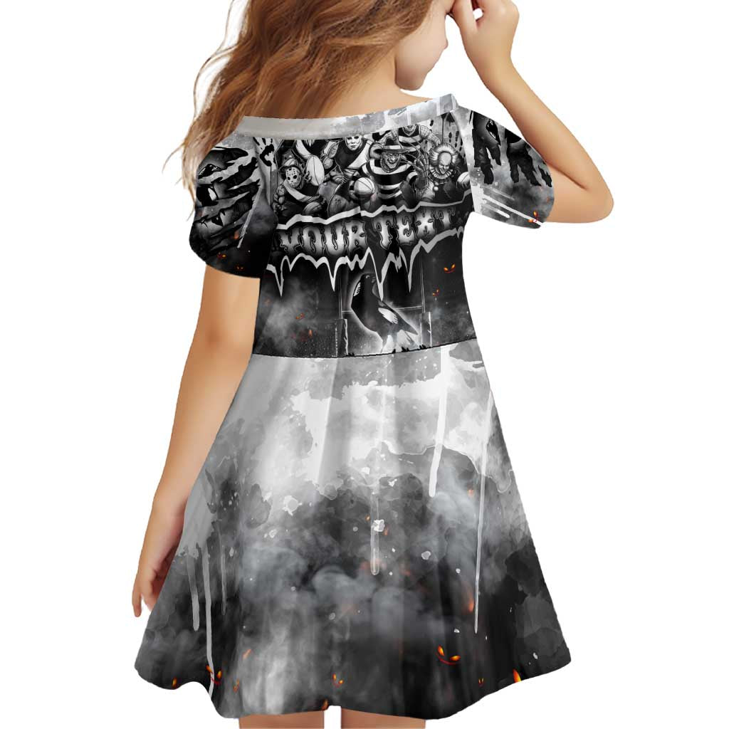 Step Into Horror Domain Magpies Football Family Matching Off Shoulder Short Dress and Hawaiian Shirt Halloween Horror Movie Characters - Aussie Hoodie