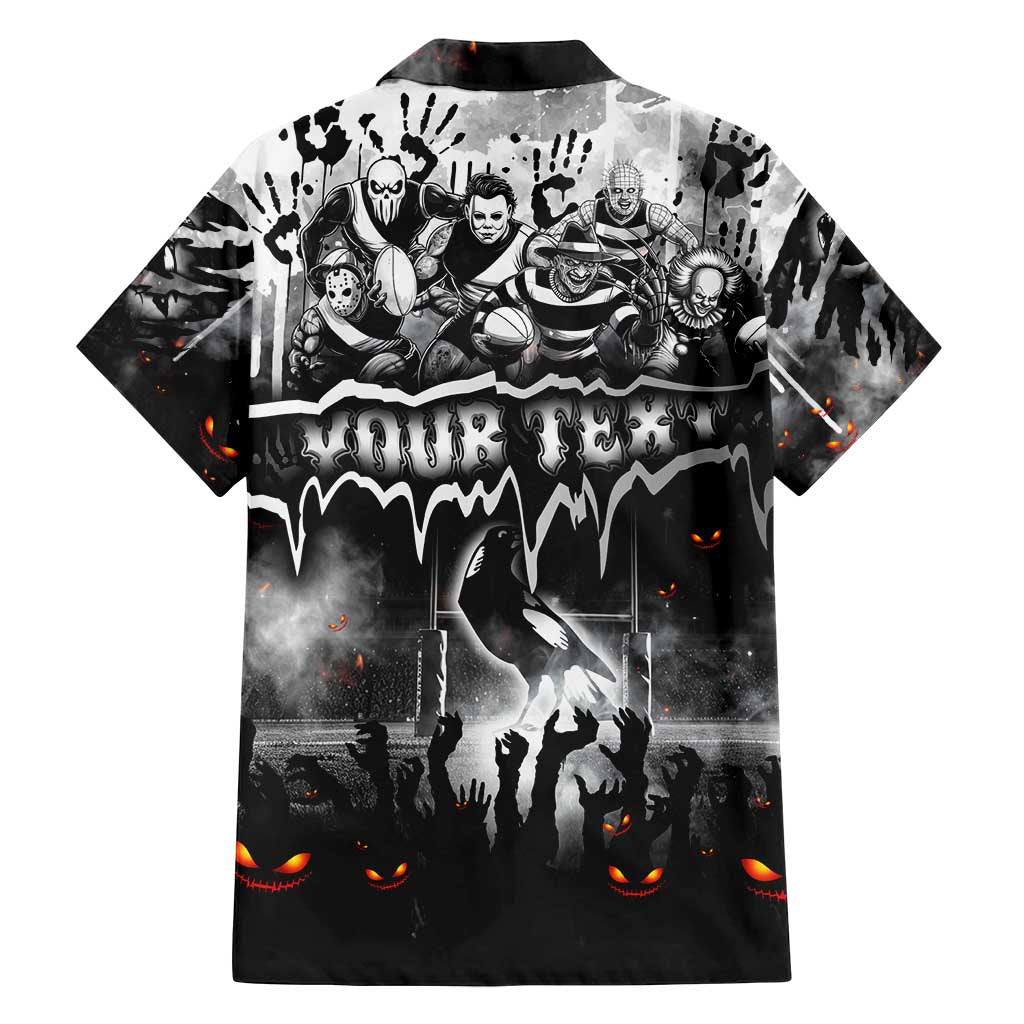 Step Into Horror Domain Magpies Football Family Matching Off Shoulder Short Dress and Hawaiian Shirt Halloween Horror Movie Characters - Aussie Hoodie