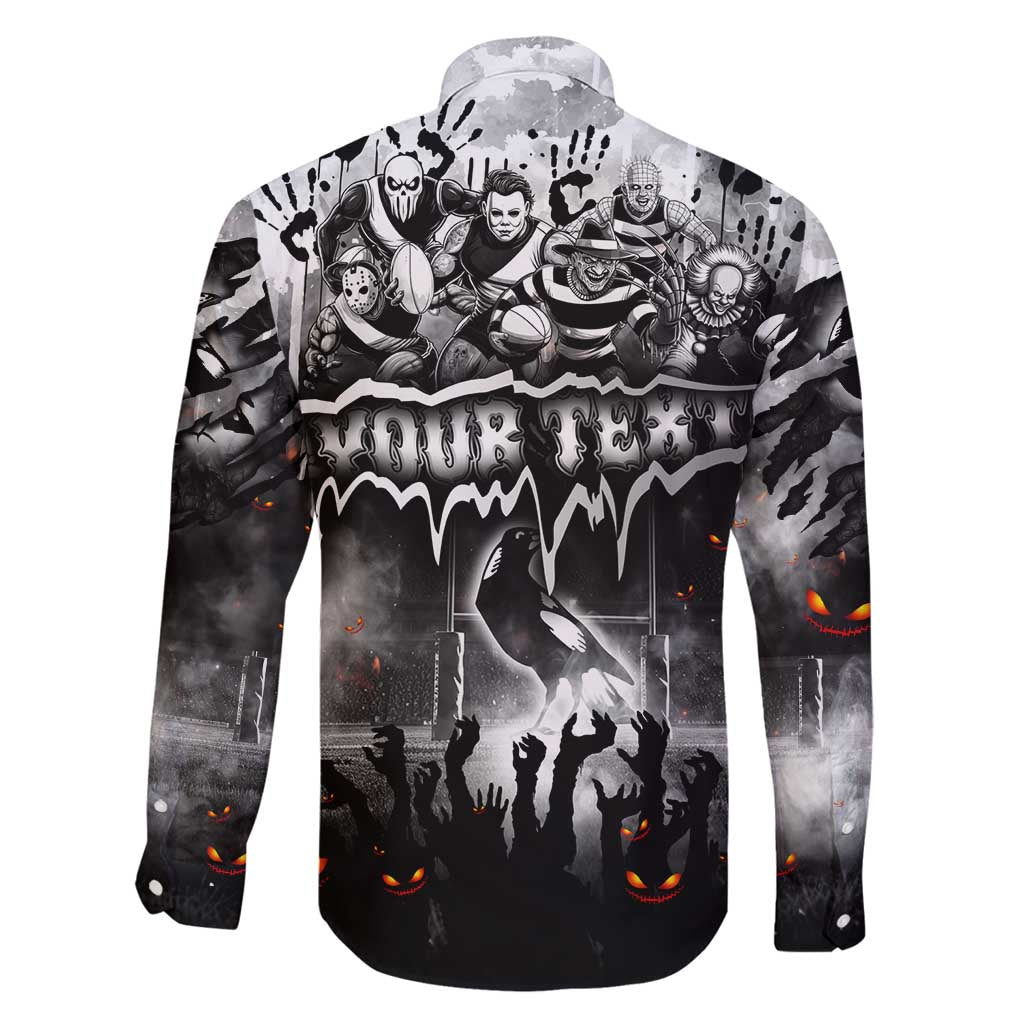 Step Into Horror Domain Magpies Football Family Matching Off Shoulder Short Dress and Hawaiian Shirt Halloween Horror Movie Characters - Aussie Hoodie