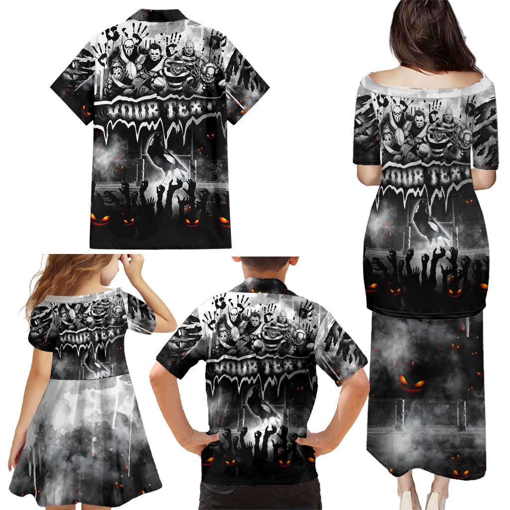 Step Into Horror Domain Magpies Football Family Matching Puletasi and Hawaiian Shirt Halloween Horror Movie Characters - Aussie Hoodie