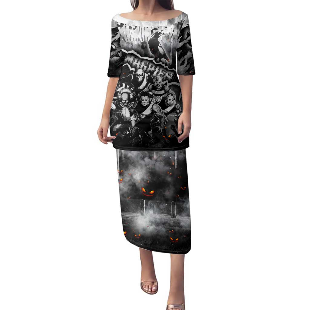Step Into Horror Domain Magpies Football Family Matching Puletasi and Hawaiian Shirt Halloween Horror Movie Characters - Aussie Hoodie