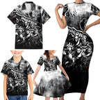 Step Into Horror Domain Magpies Football Family Matching Short Sleeve Bodycon Dress and Hawaiian Shirt Halloween Horror Movie Characters - Aussie Hoodie