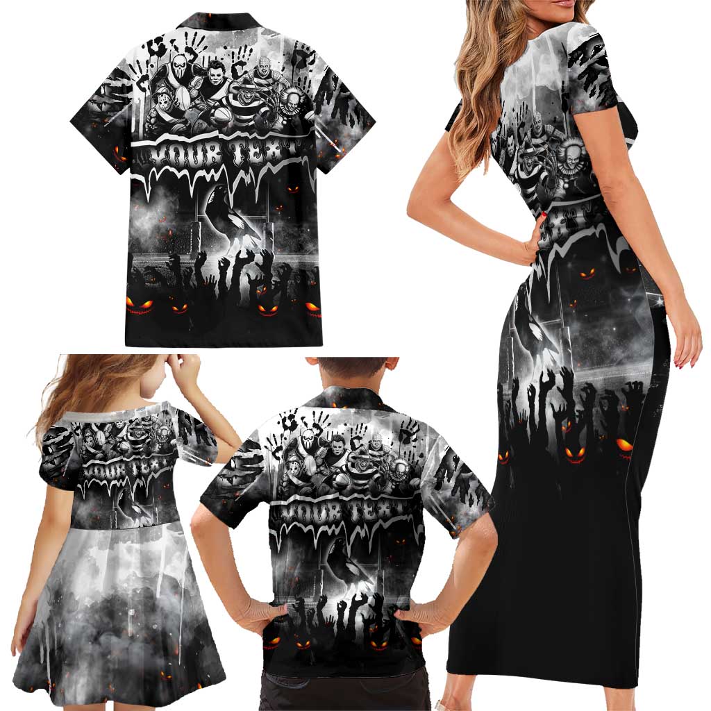 Step Into Horror Domain Magpies Football Family Matching Short Sleeve Bodycon Dress and Hawaiian Shirt Halloween Horror Movie Characters - Aussie Hoodie