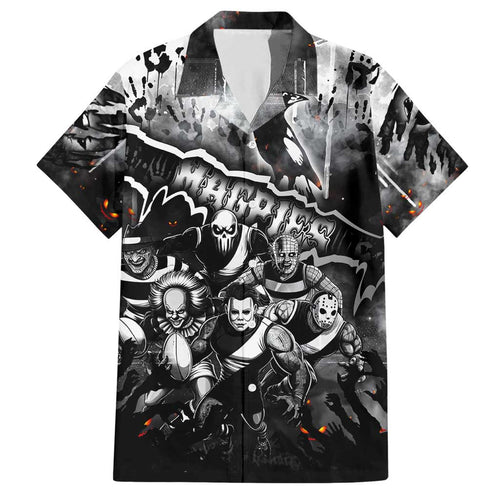 Step Into Horror Domain Magpies Football Family Matching Short Sleeve Bodycon Dress and Hawaiian Shirt Halloween Horror Movie Characters - Aussie Hoodie