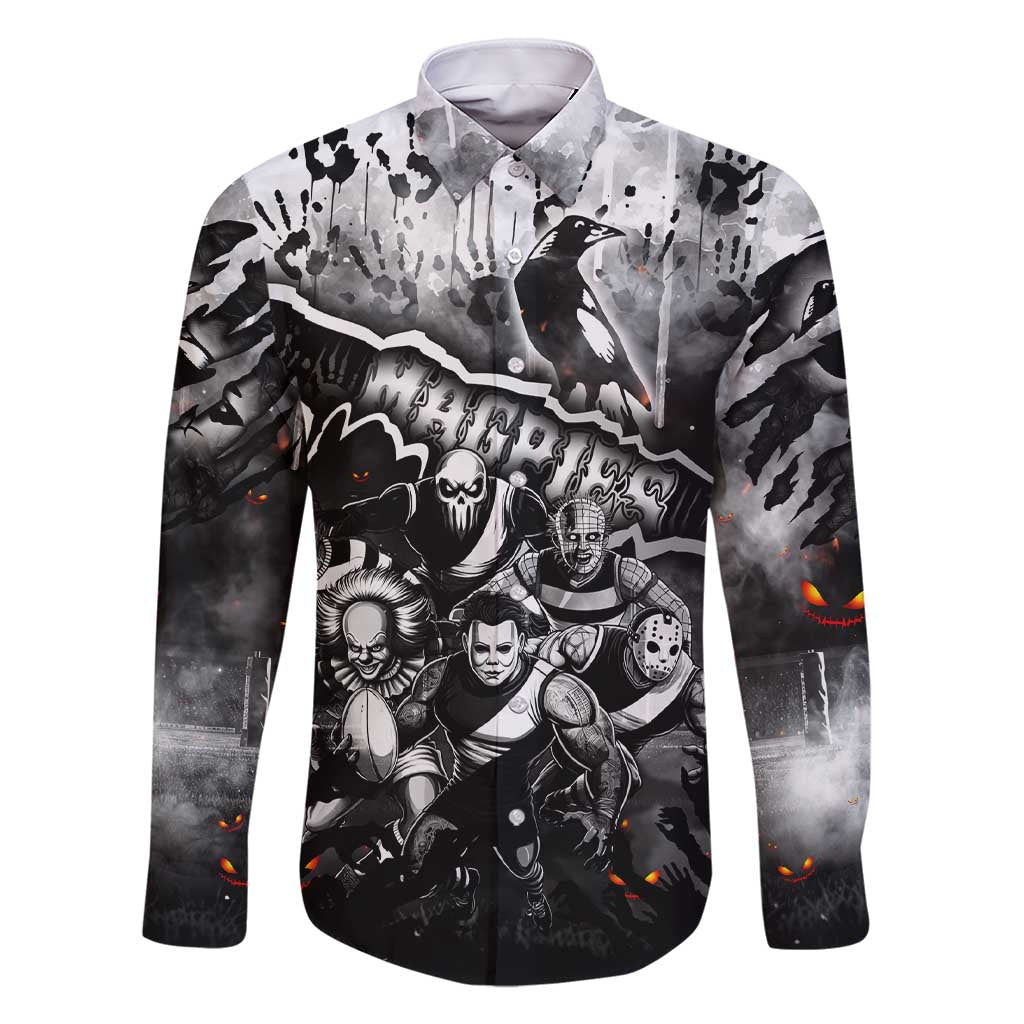 Step Into Horror Domain Magpies Football Family Matching Short Sleeve Bodycon Dress and Hawaiian Shirt Halloween Horror Movie Characters - Aussie Hoodie