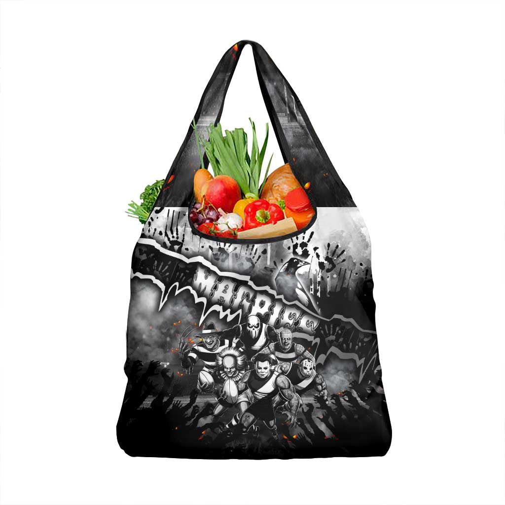 Step Into Horror Domain Magpies Football Grocery Bag Halloween Horror Movie Characters - Aussie Hoodie