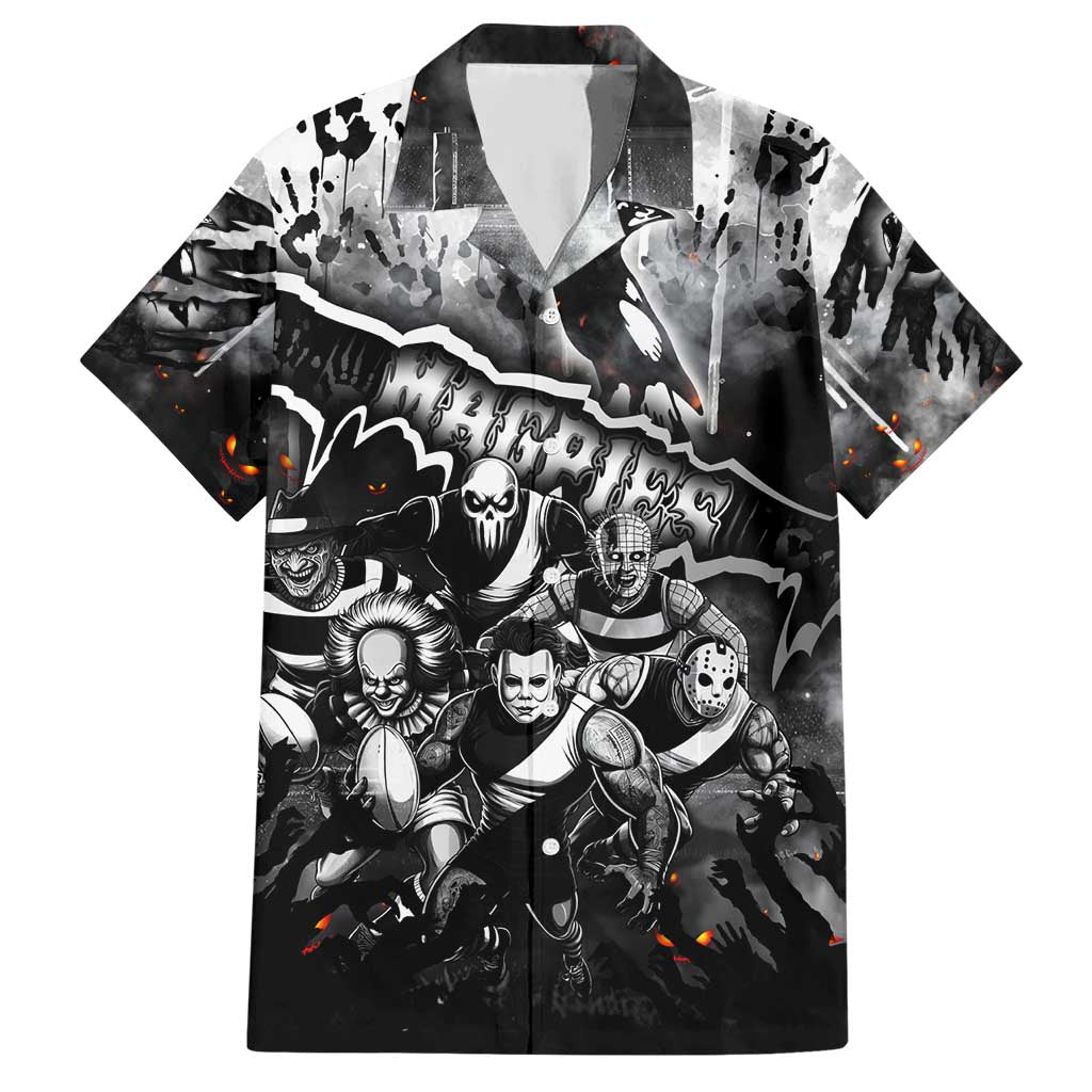 Step Into Horror Domain Magpies Football Hawaiian Shirt Halloween Horror Movie Characters - Aussie Hoodie