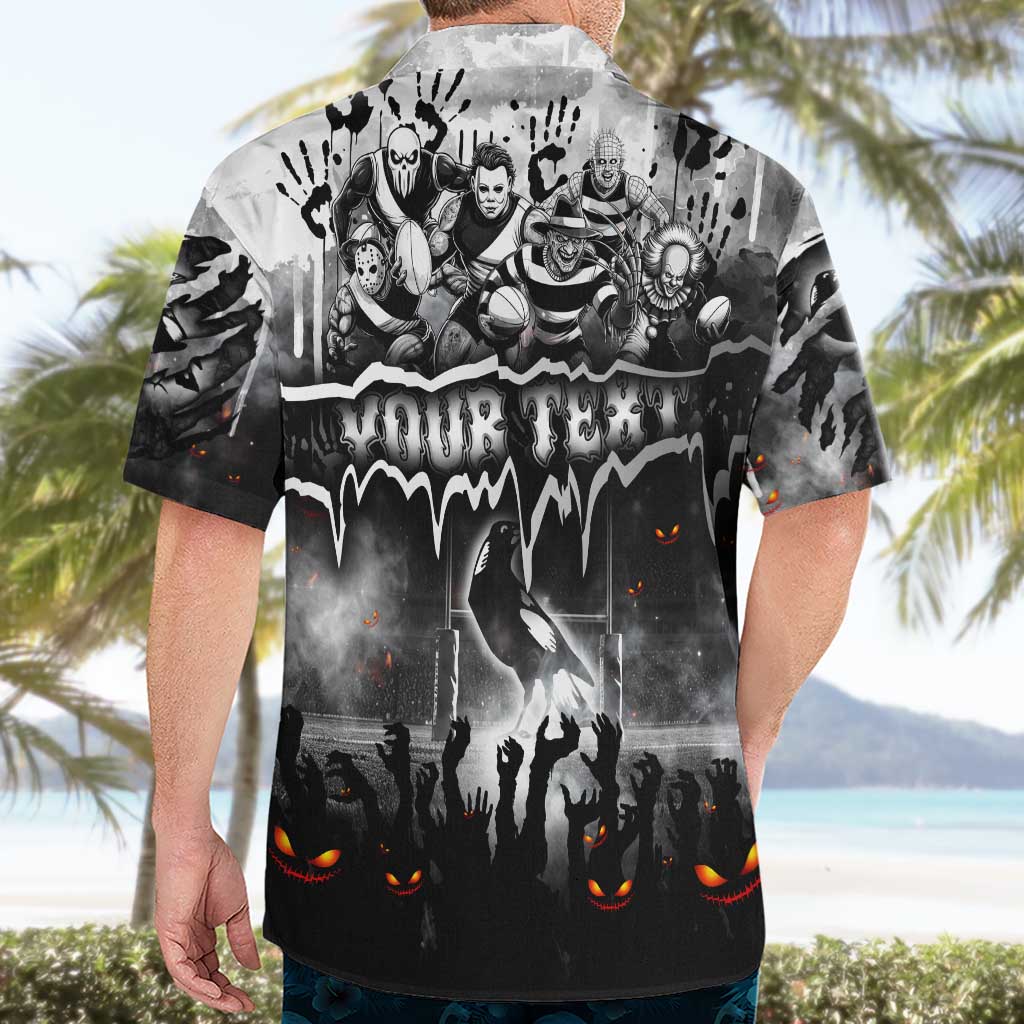 Step Into Horror Domain Magpies Football Hawaiian Shirt Halloween Horror Movie Characters - Aussie Hoodie