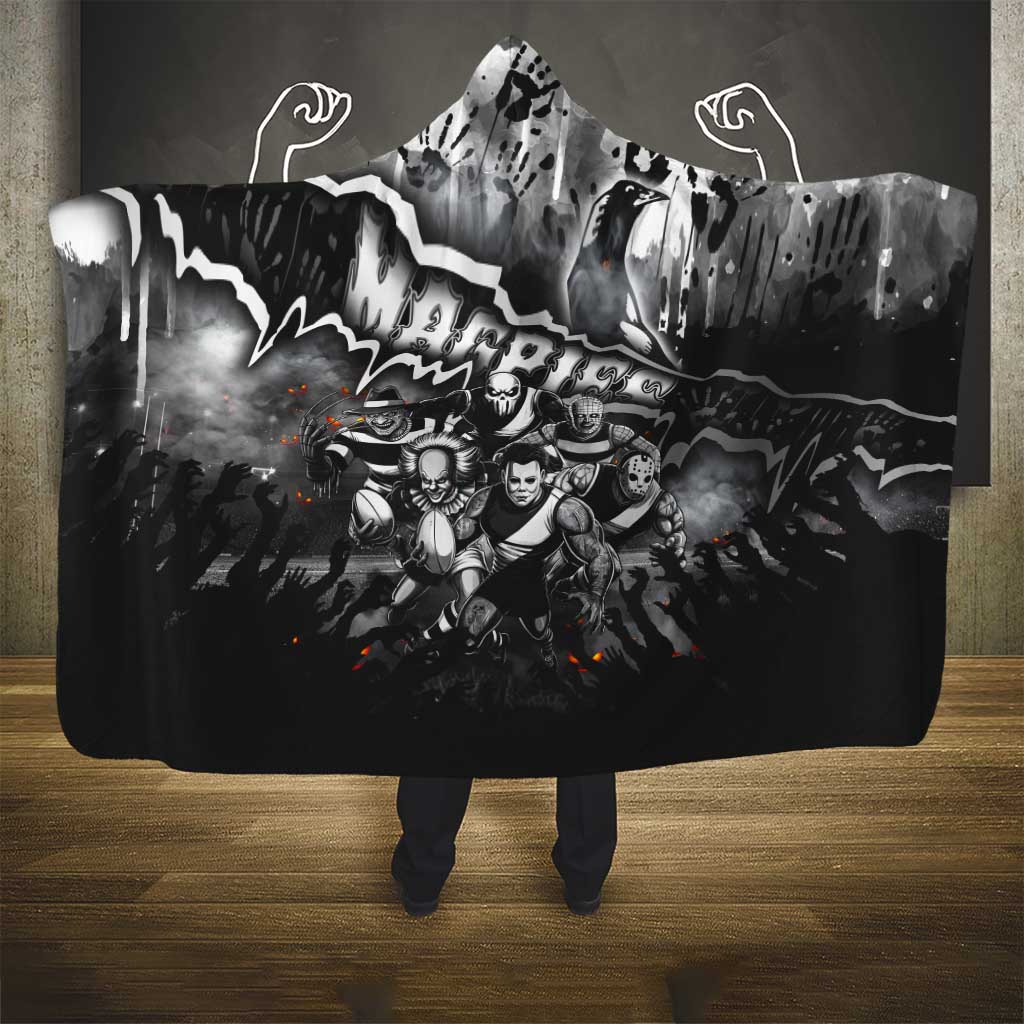 Step Into Horror Domain Magpies Football Hooded Blanket Halloween Horror Movie Characters - Aussie Hoodie