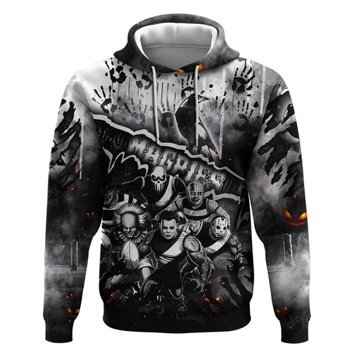 Step Into Horror Domain Magpies Football Hoodie Halloween Horror Movie Characters - Aussie Hoodie