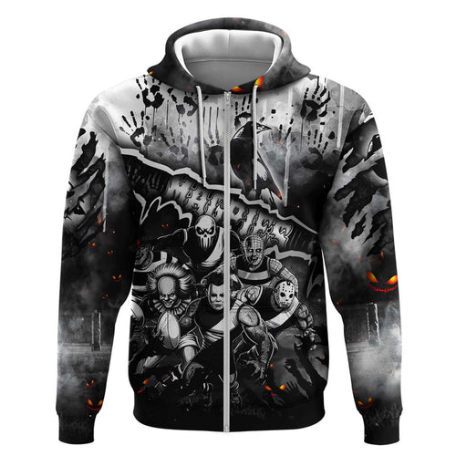 Step Into Horror Domain Magpies Football Hoodie Halloween Horror Movie Characters - Aussie Hoodie