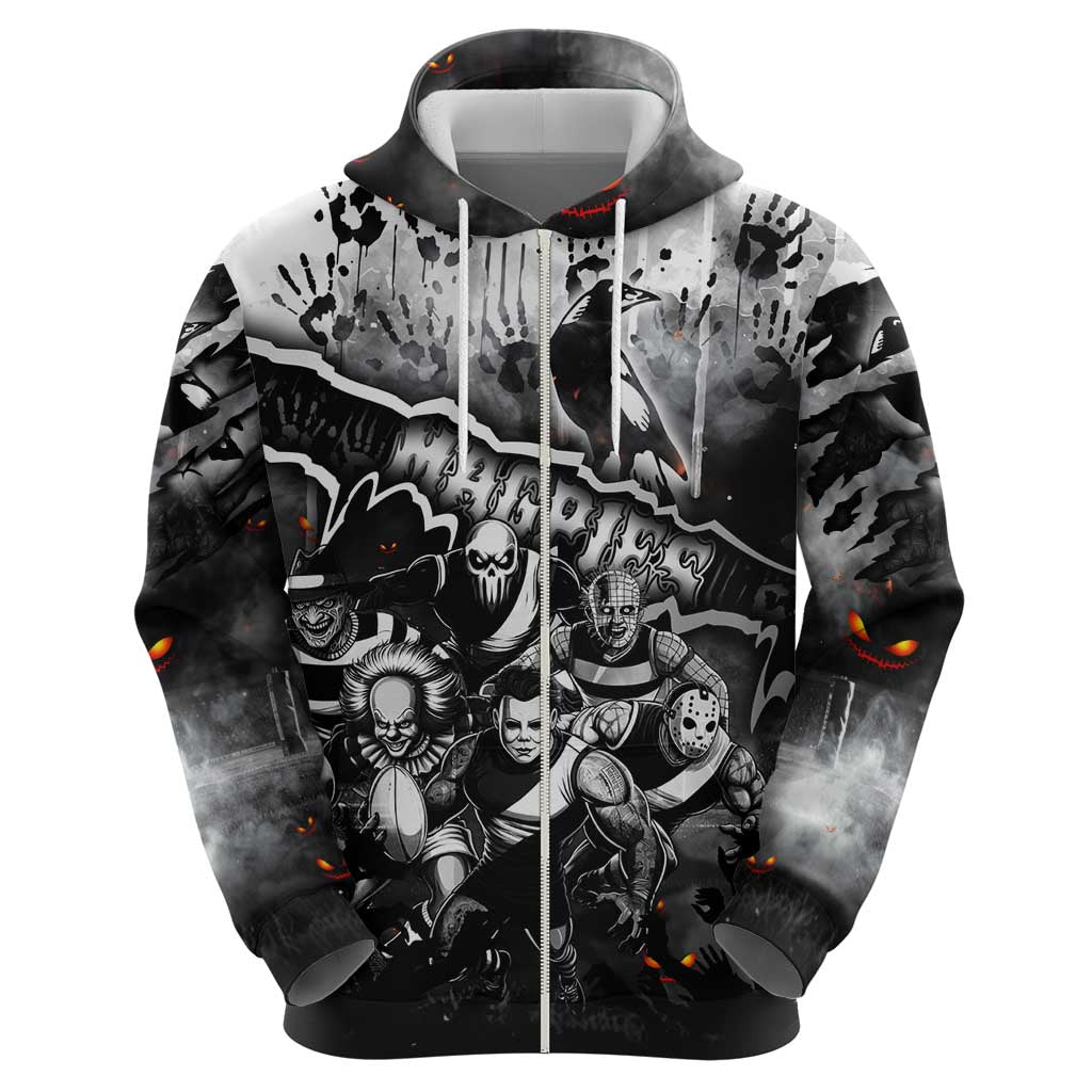 Step Into Horror Domain Magpies Football Hoodie Halloween Horror Movie Characters - Aussie Hoodie