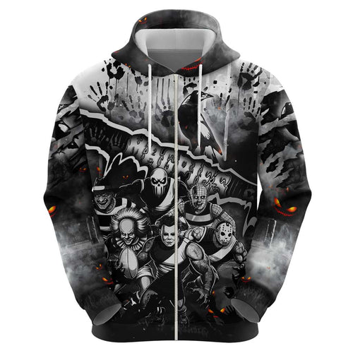 Step Into Horror Domain Magpies Football Hoodie Halloween Horror Movie Characters - Aussie Hoodie