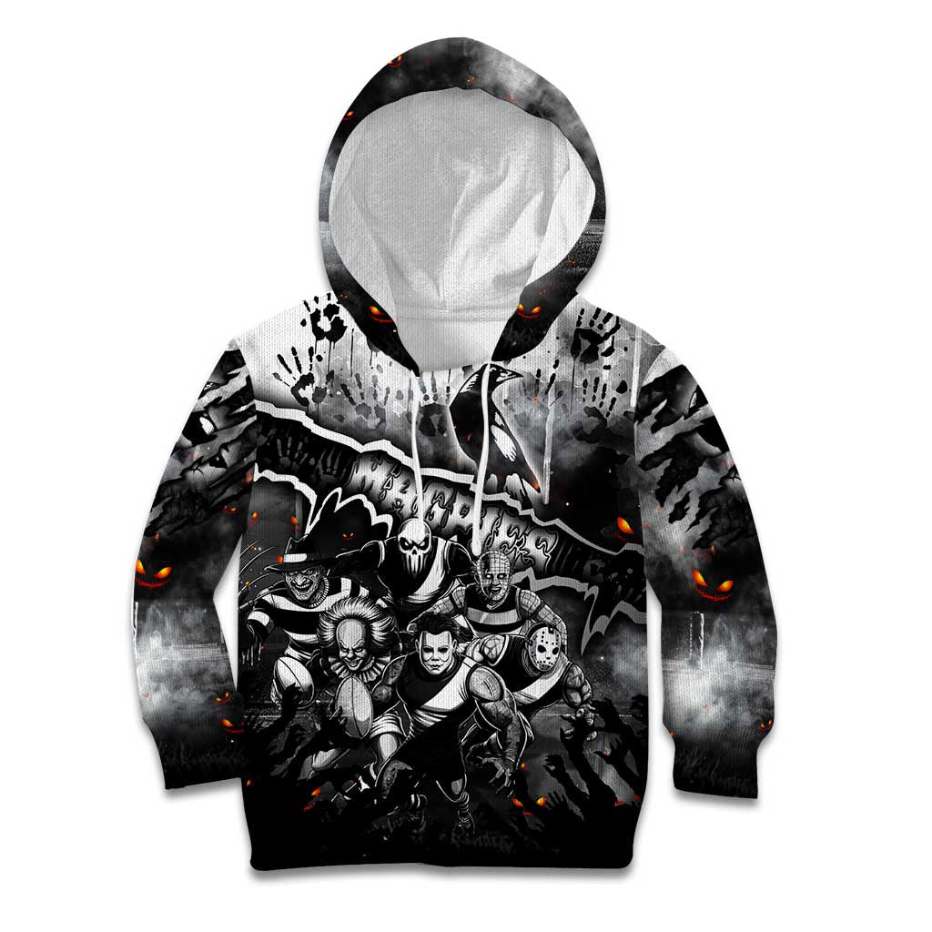 Step Into Horror Domain Magpies Football Kid Hoodie Halloween Horror Movie Characters - Aussie Hoodie