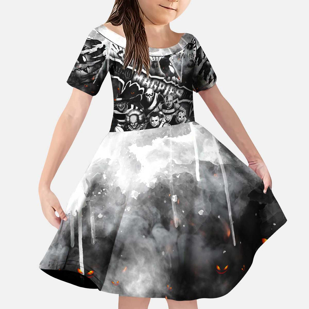 Step Into Horror Domain Magpies Football Kid Short Sleeve Dress Halloween Horror Movie Characters - Aussie Hoodie