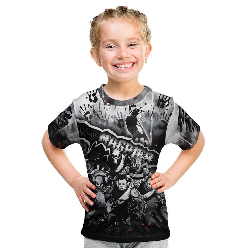 Step Into Horror Domain Magpies Football Kid T Shirt Halloween Horror Movie Characters - Aussie Hoodie