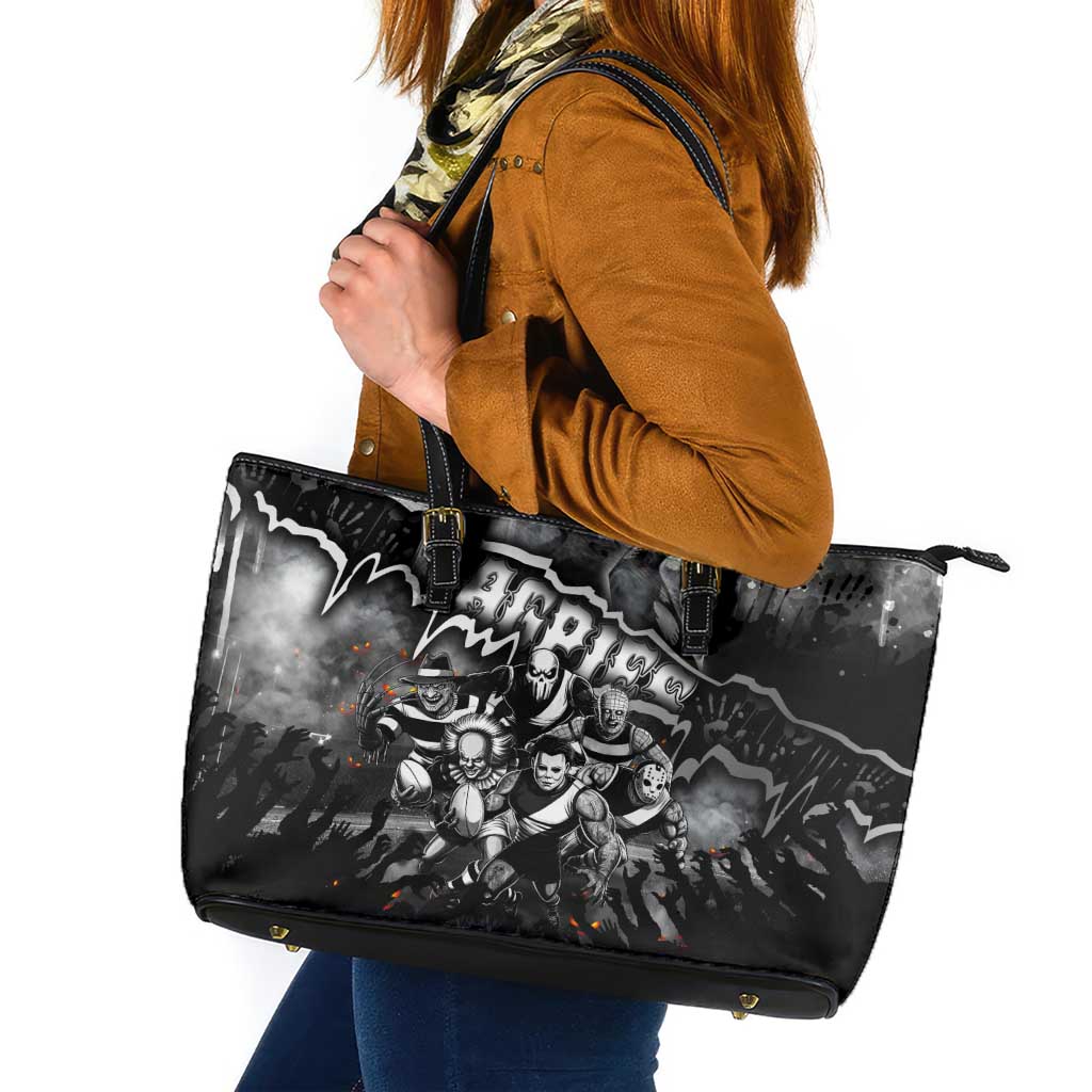 Step Into Horror Domain Magpies Football Leather Tote Bag Halloween Horror Movie Characters - Aussie Hoodie