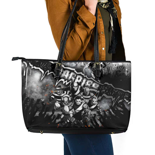 Step Into Horror Domain Magpies Football Leather Tote Bag Halloween Horror Movie Characters - Aussie Hoodie