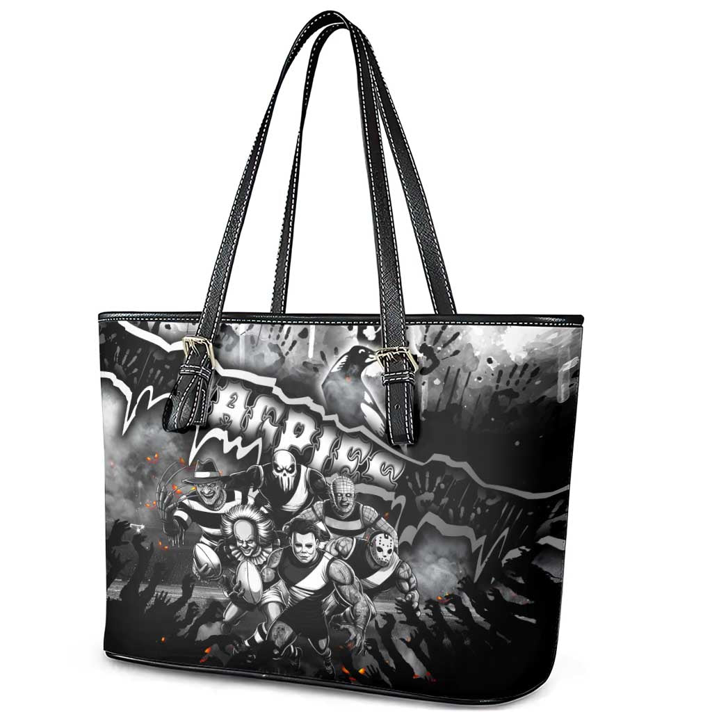 Step Into Horror Domain Magpies Football Leather Tote Bag Halloween Horror Movie Characters - Aussie Hoodie