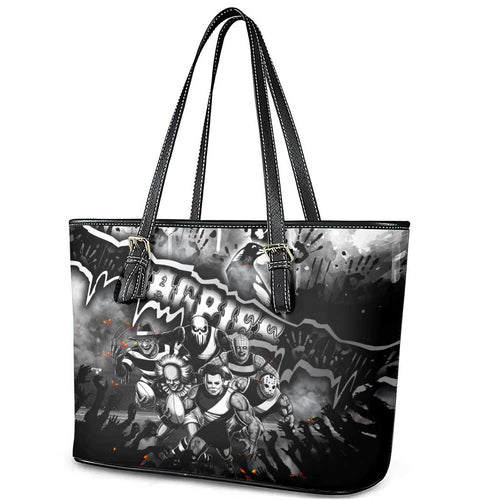 Step Into Horror Domain Magpies Football Leather Tote Bag Halloween Horror Movie Characters - Aussie Hoodie