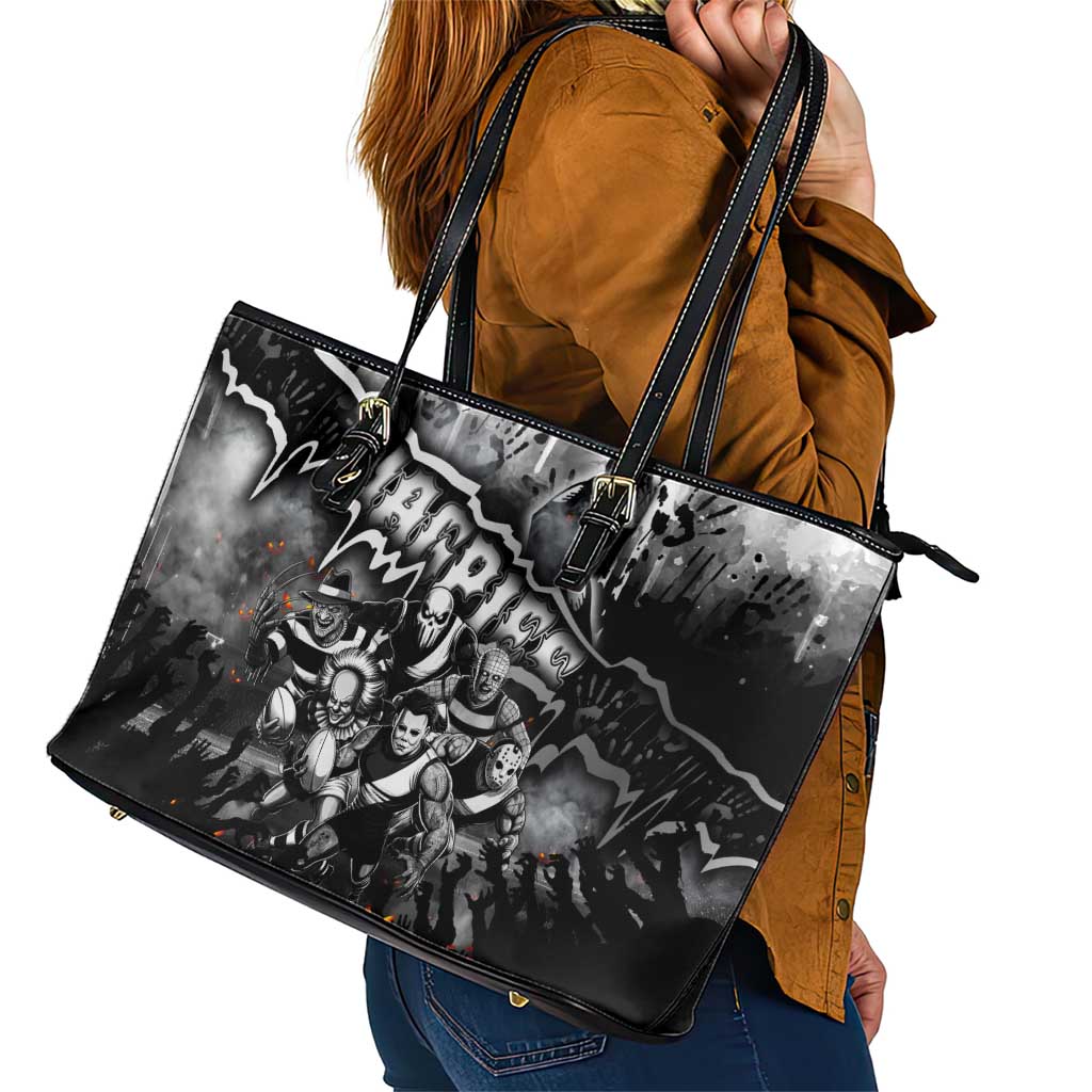 Step Into Horror Domain Magpies Football Leather Tote Bag Halloween Horror Movie Characters - Aussie Hoodie