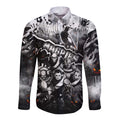 Step Into Horror Domain Magpies Football Long Sleeve Button Shirt Halloween Horror Movie Characters - Aussie Hoodie