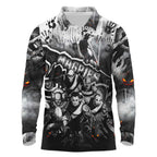 Step Into Horror Domain Magpies Football Long Sleeve Polo Shirt Halloween Horror Movie Characters - Aussie Hoodie
