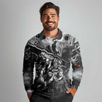Step Into Horror Domain Magpies Football Long Sleeve Polo Shirt Halloween Horror Movie Characters - Aussie Hoodie