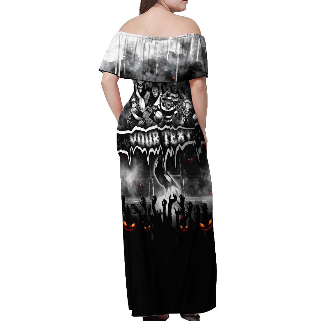 Step Into Horror Domain Magpies Football Off Shoulder Maxi Dress Halloween Horror Movie Characters - Aussie Hoodie