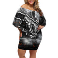 Step Into Horror Domain Magpies Football Off Shoulder Short Dress Halloween Horror Movie Characters - Aussie Hoodie