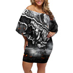 Step Into Horror Domain Magpies Football Off Shoulder Short Dress Halloween Horror Movie Characters - Aussie Hoodie