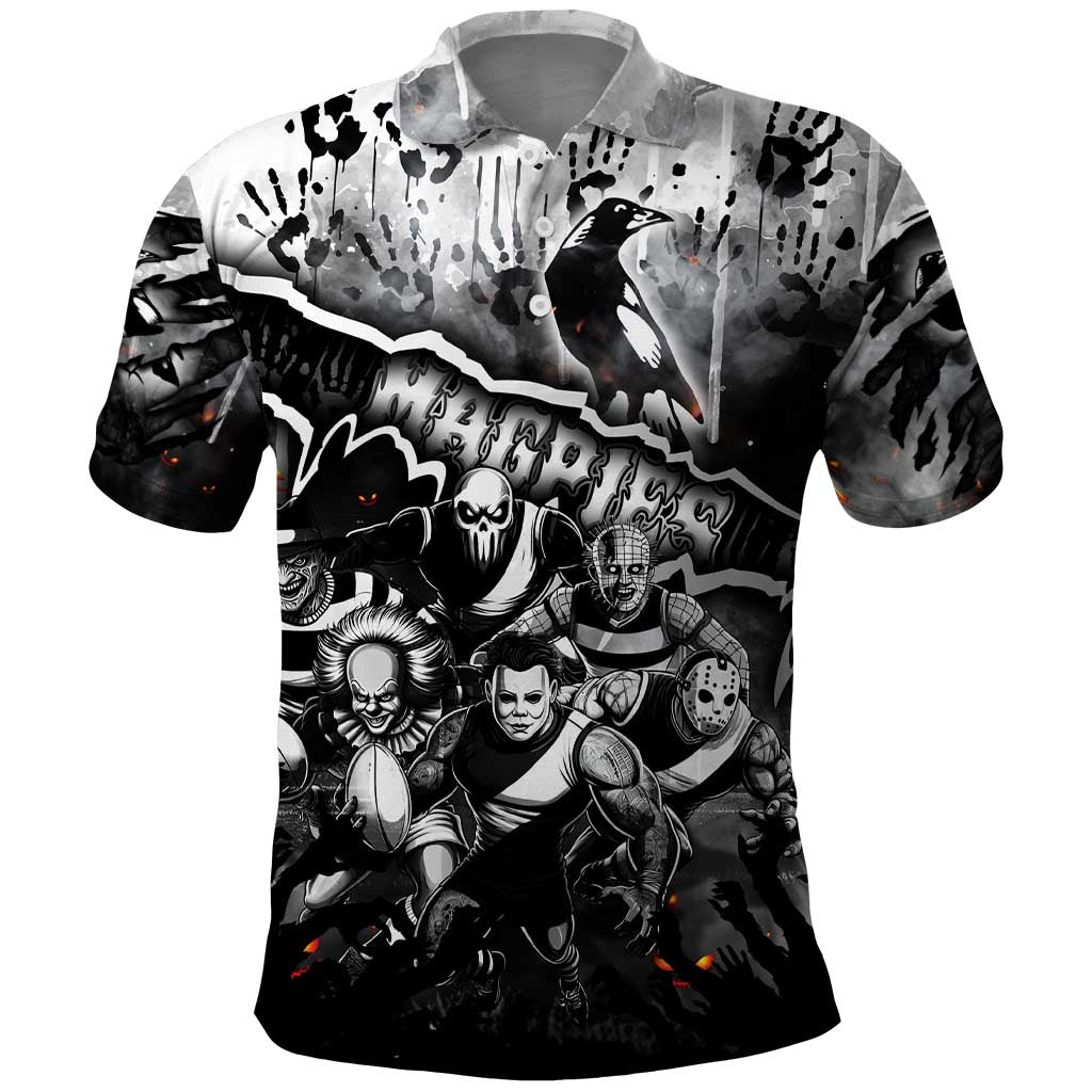Step Into Horror Domain Magpies Football Polo Shirt Halloween Horror Movie Characters - Aussie Hoodie