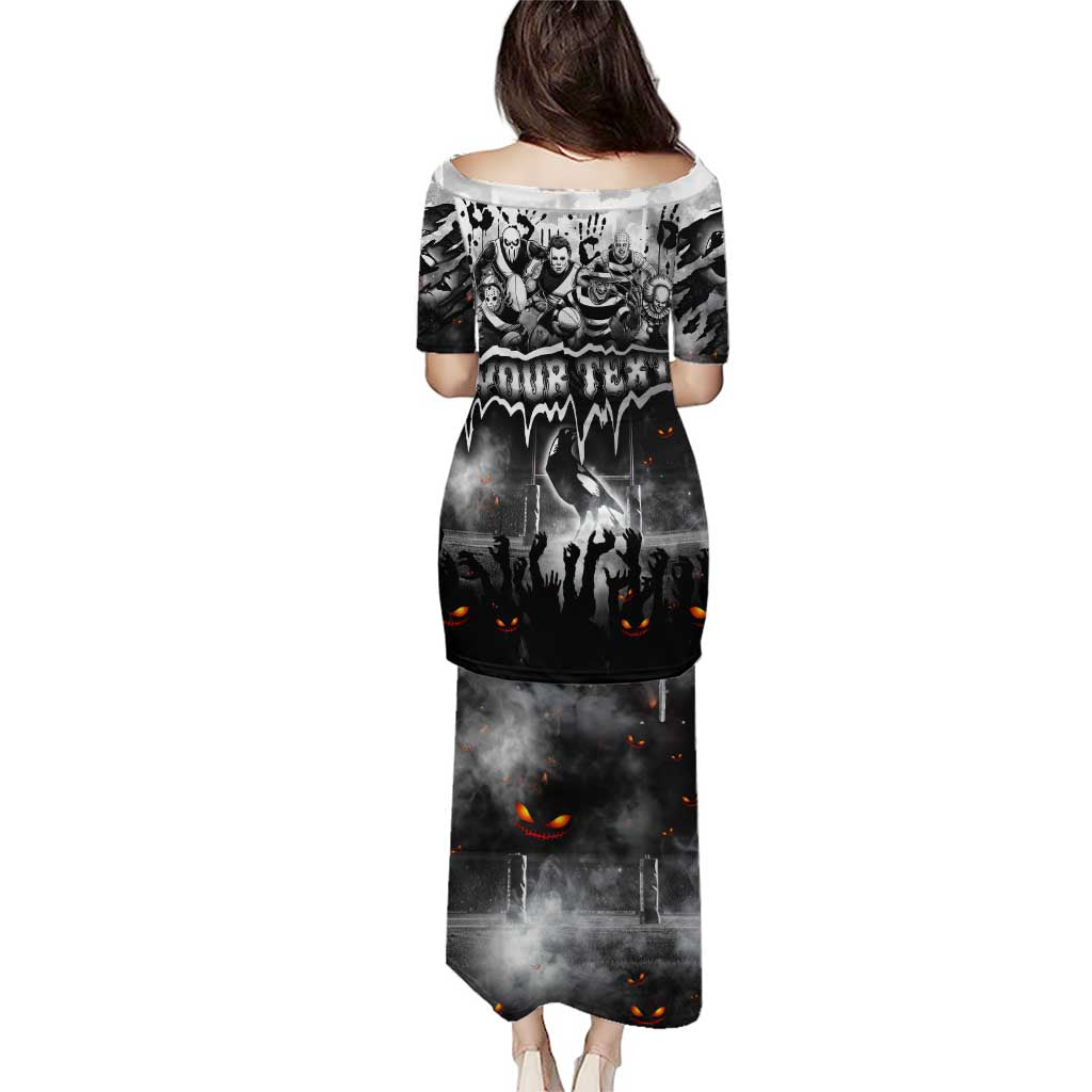Step Into Horror Domain Magpies Football Puletasi Halloween Horror Movie Characters - Aussie Hoodie