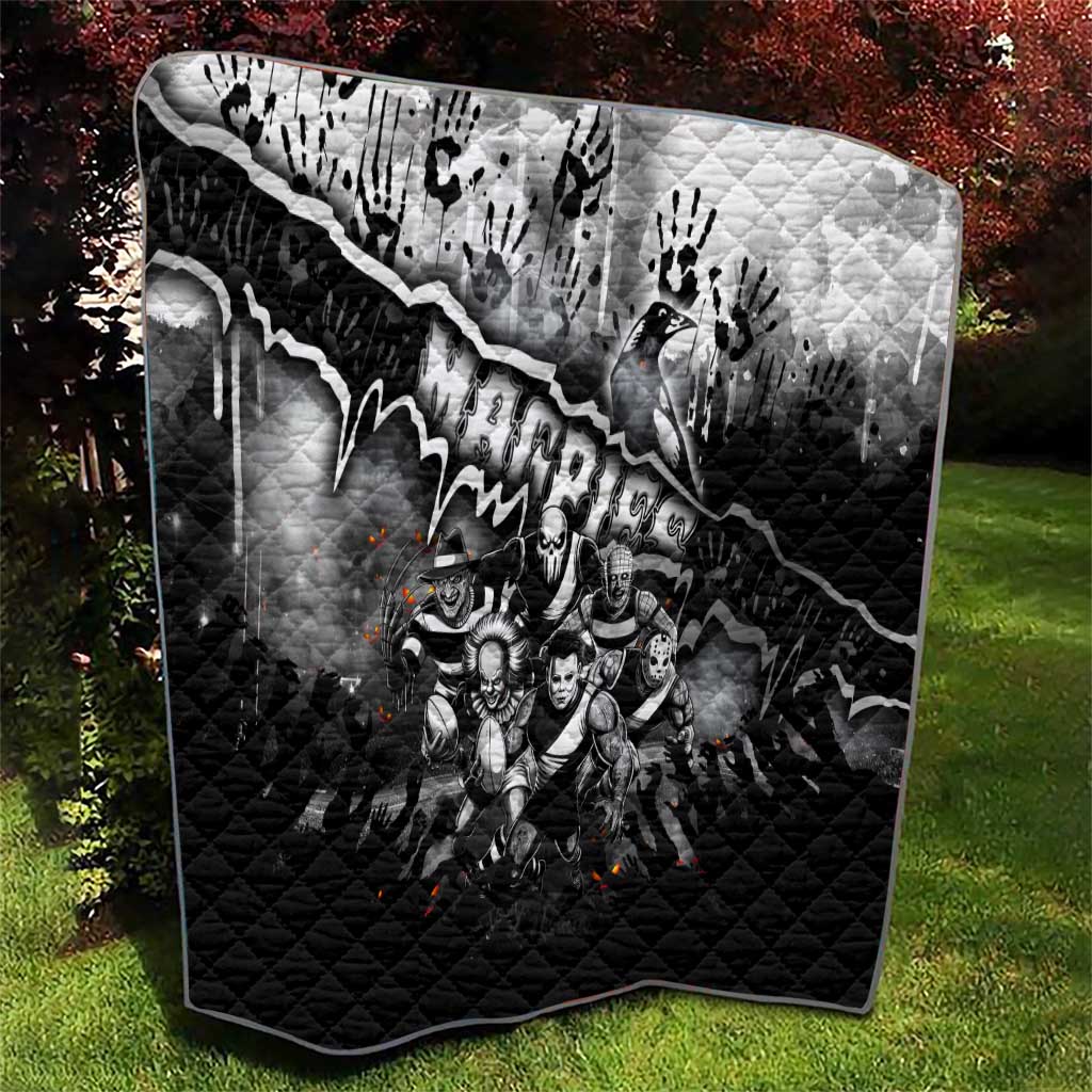Step Into Horror Domain Magpies Football Quilt Halloween Horror Movie Characters - Aussie Hoodie