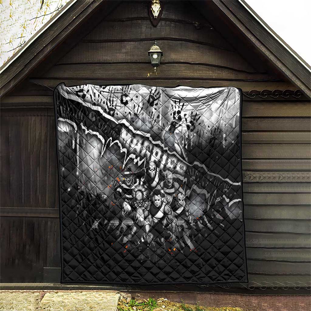 Step Into Horror Domain Magpies Football Quilt Halloween Horror Movie Characters - Aussie Hoodie